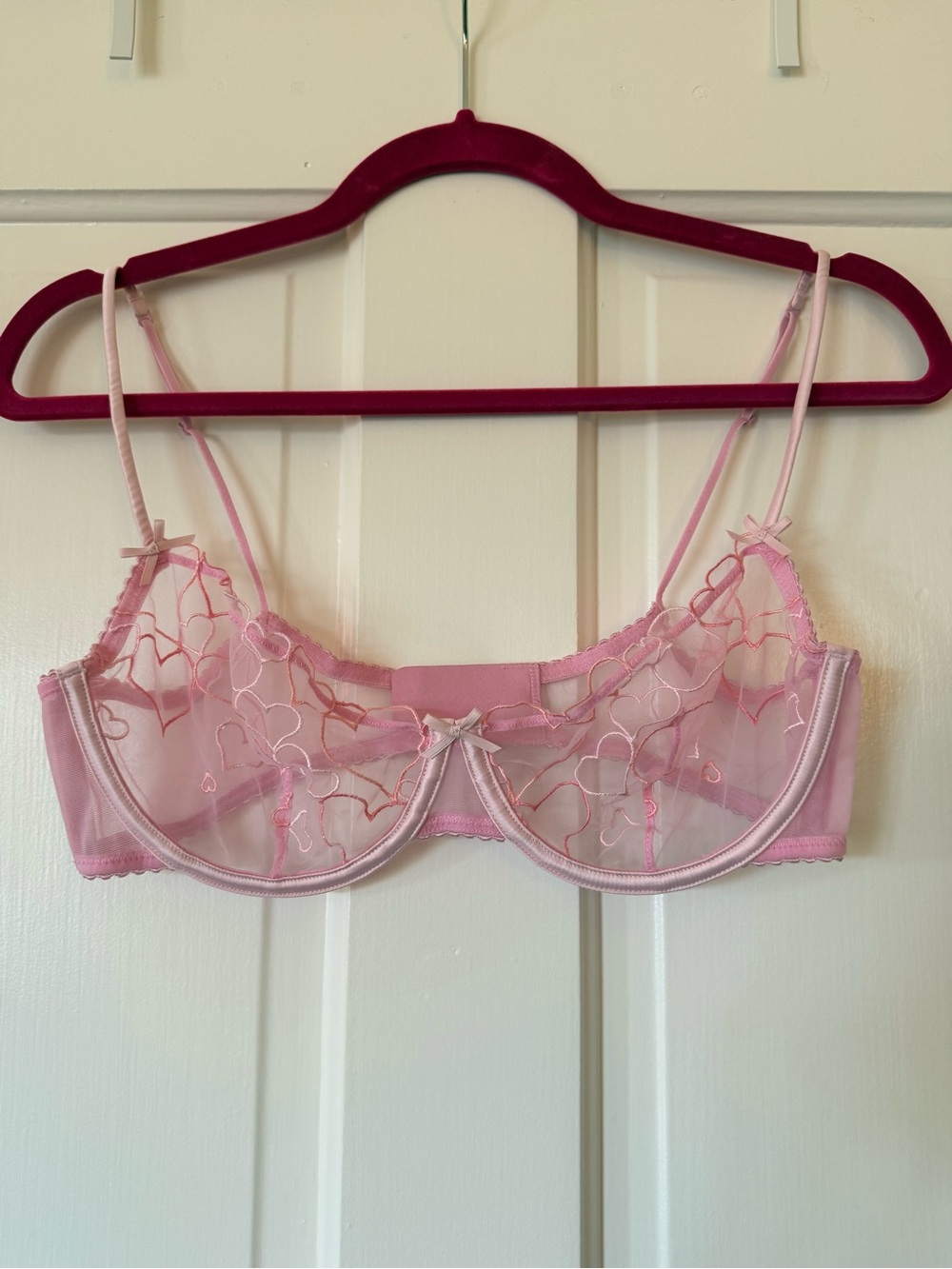 Skims Sheer Pink Embroidered Underwire Bra - Women Intimates